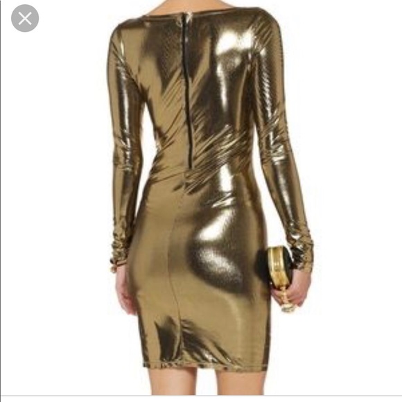 Alice & Olivia metallic gold, lined Tabitha dress - Picture 2 of 7